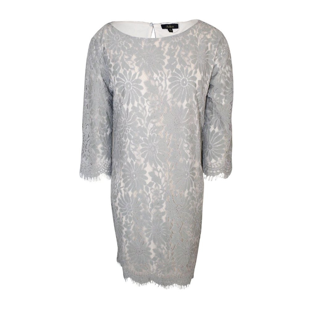 Aakaa Gray Lace Shift Dress NWT Small